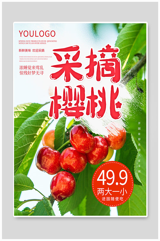 采摘樱桃宣传海报