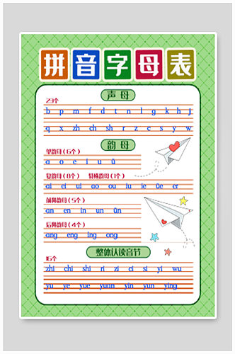 学前教育幼儿园拼音表儿童学习早教启蒙