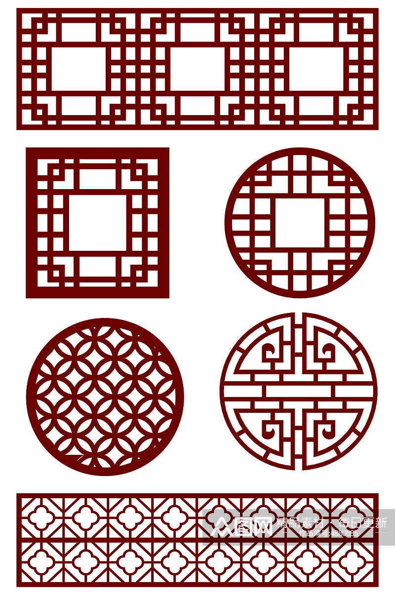 中式镂空隔断窗花素材