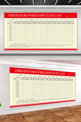 卫生评比公示栏展板