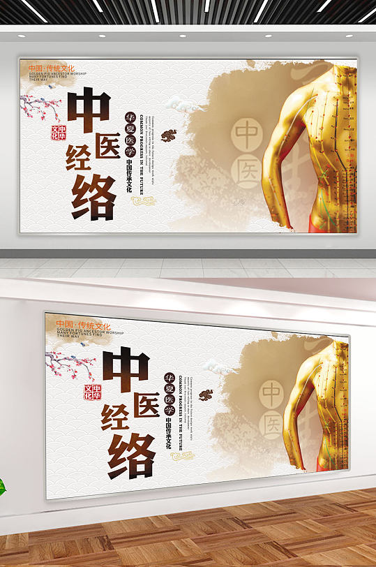 中医医院 中医理疗经络展板