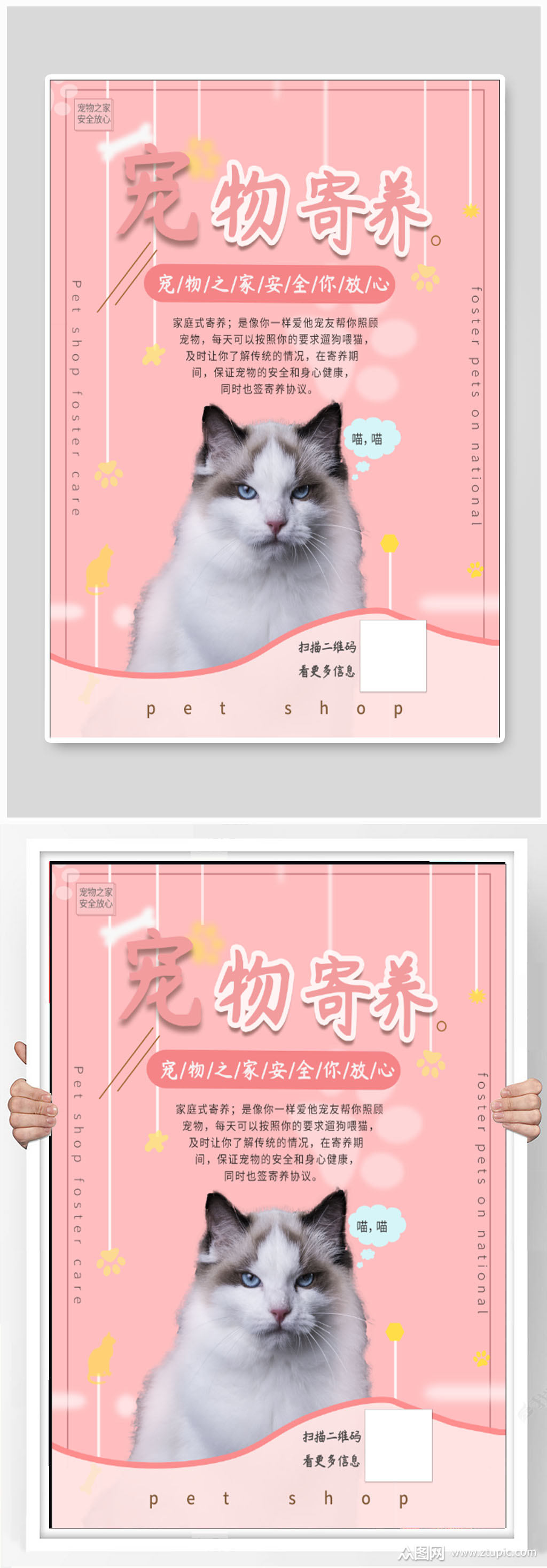 宠物店宠物寄养海报
