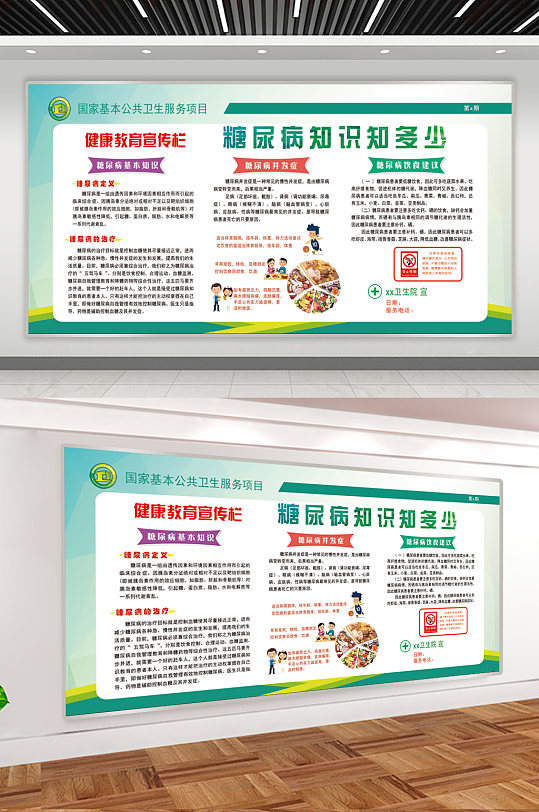 糖尿病知识宣传展板-众图网