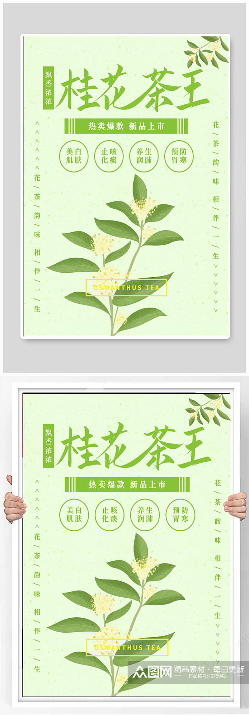 桂花茶王 花茶海报素材