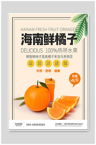 海南橘子水果促销海报