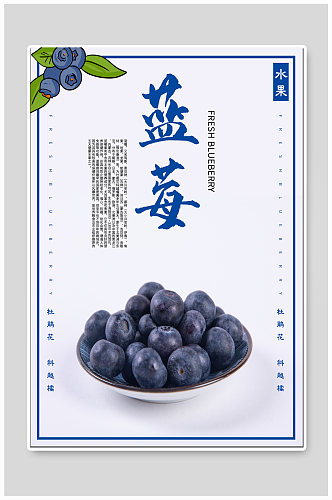 蓝莓水果促销海报