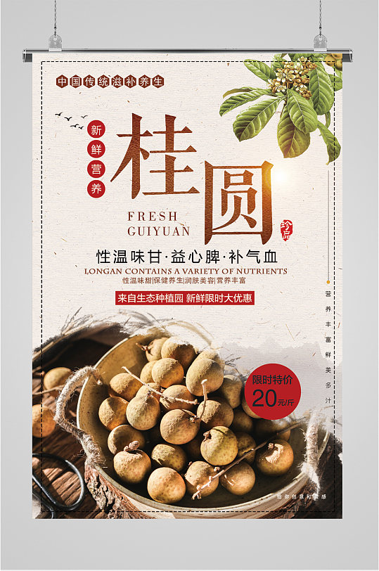 桂圆水果促销海报