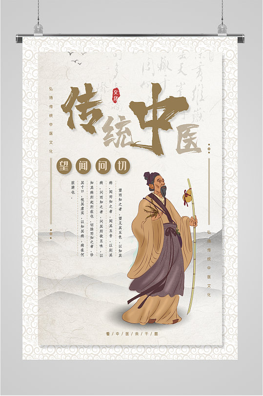 传统中医背景海报展板