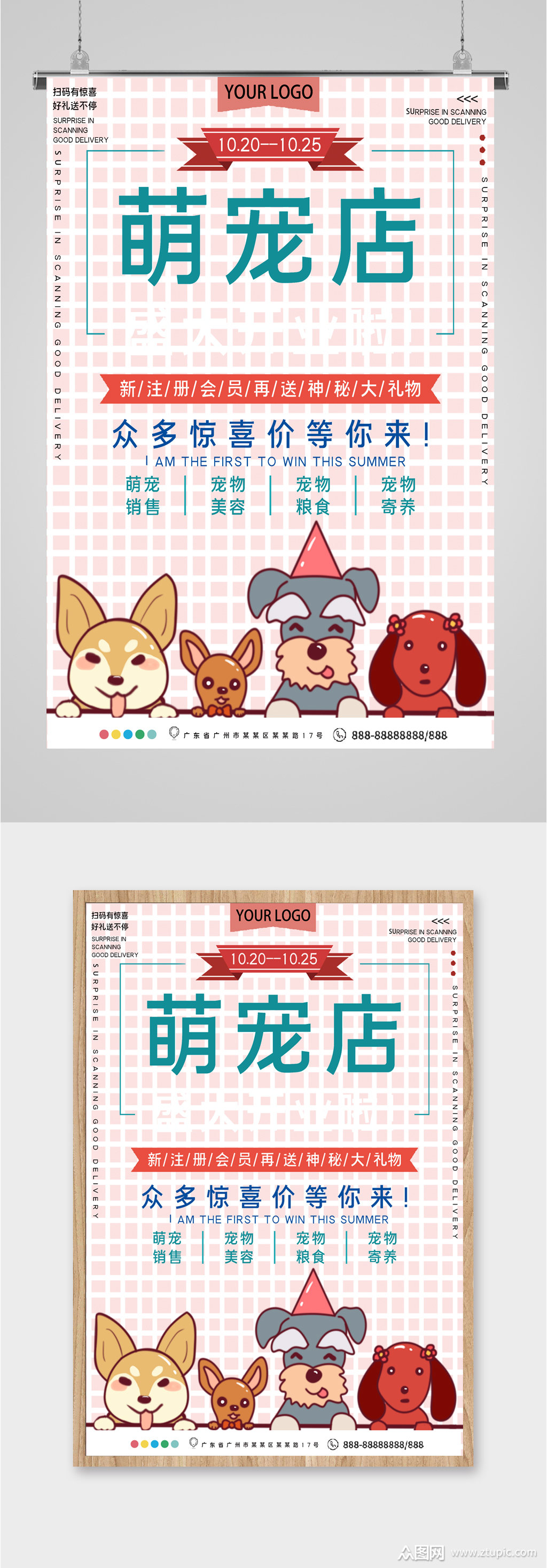 宠物店宣传,动物海报