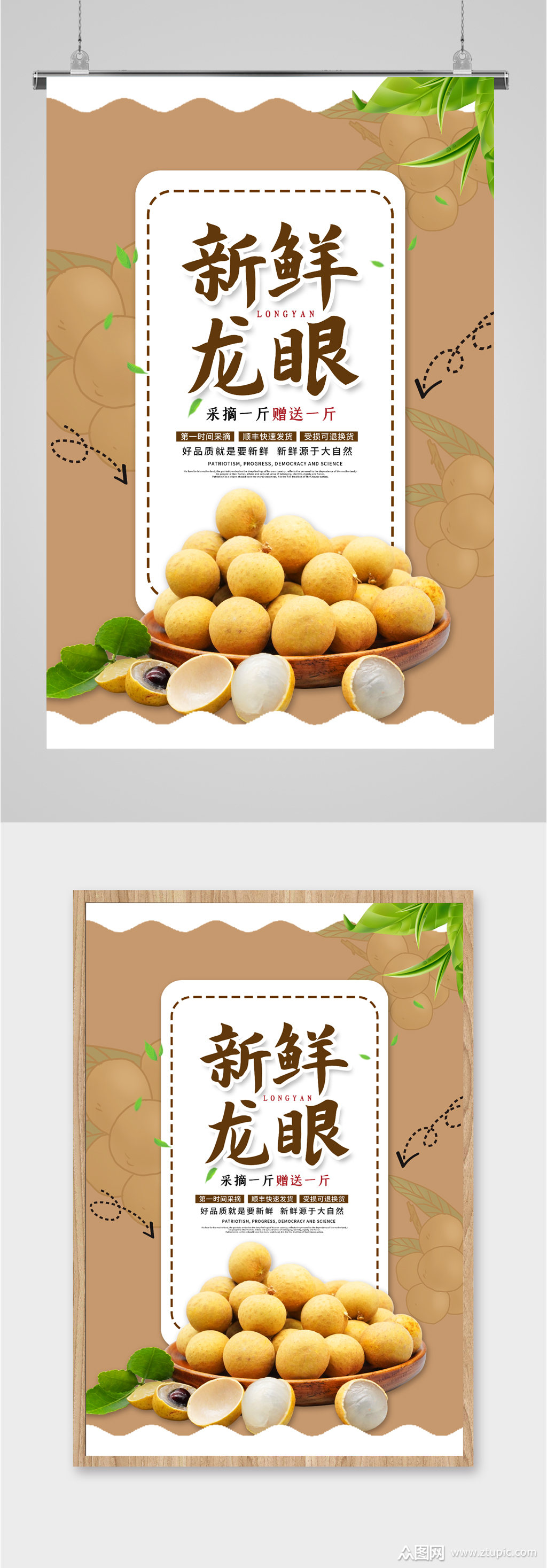 新鲜龙眼桂圆水果促销海报