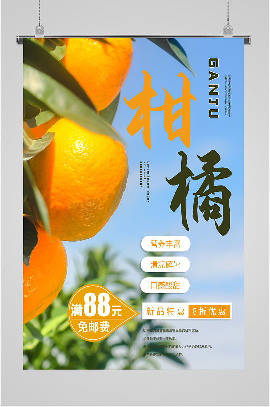 柑橘水果促销海报-众图网