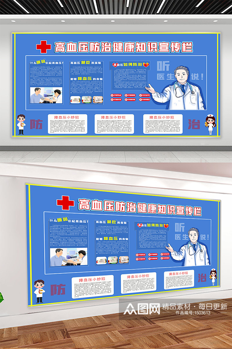 高血压防治健康知识宣传栏展板素材