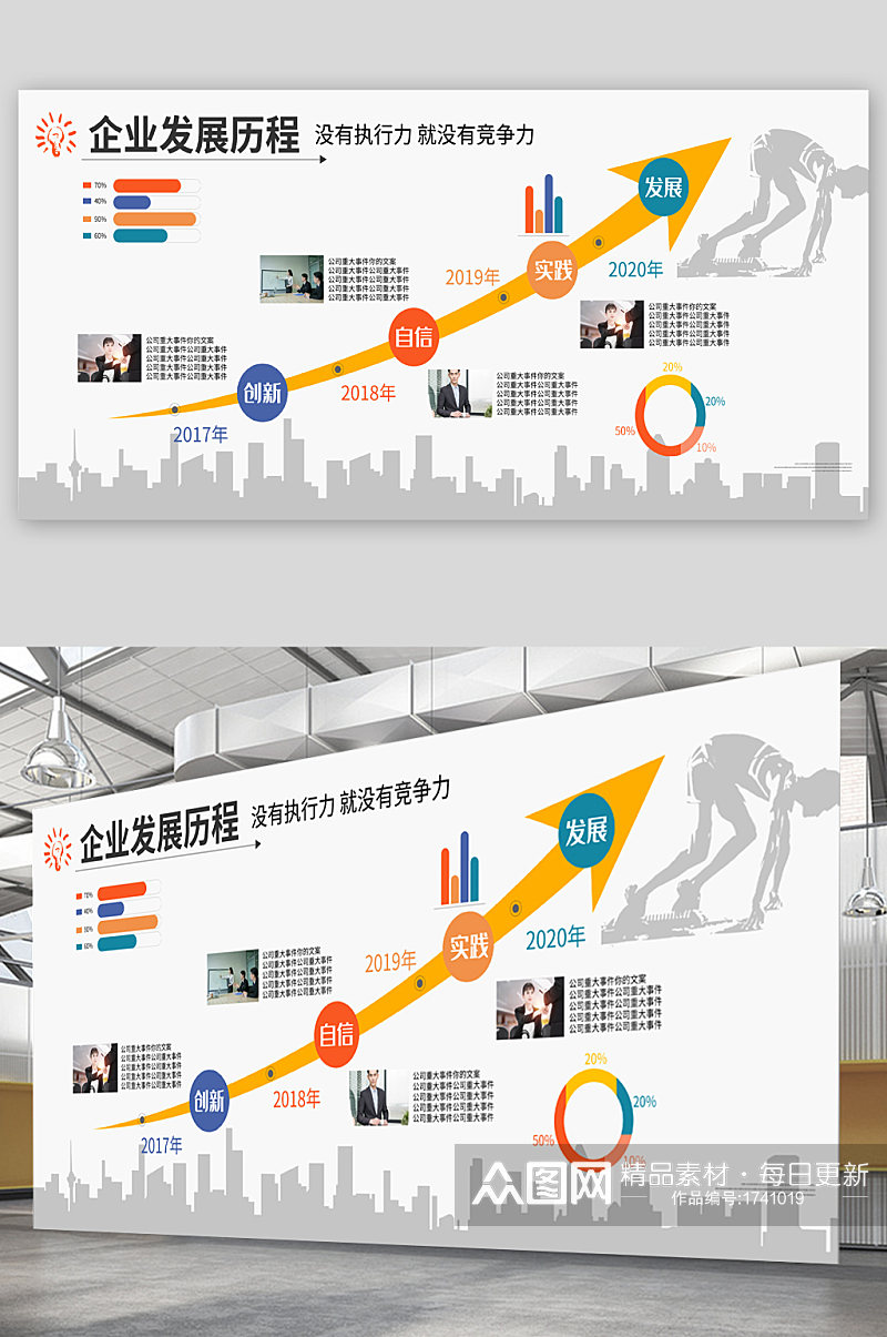 公司企业发展历程宣传展板 企业宣传栏版面素材