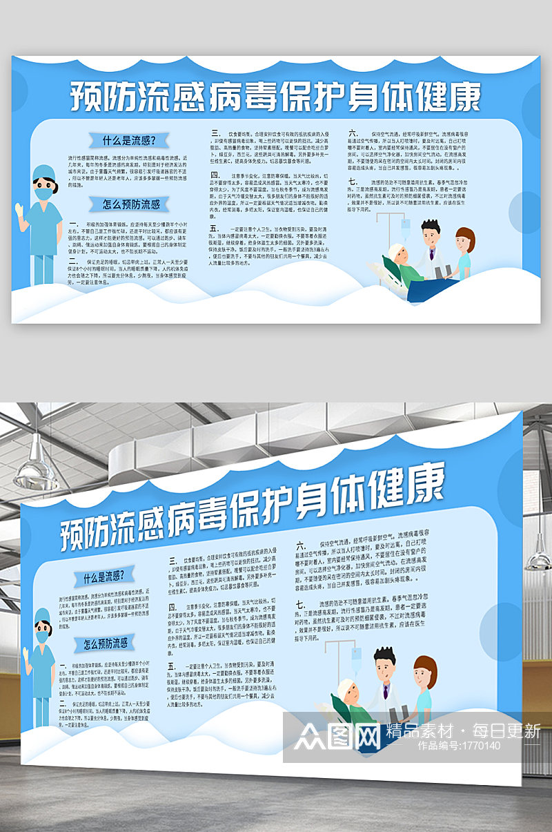 预防流感病毒医院宣传展板素材