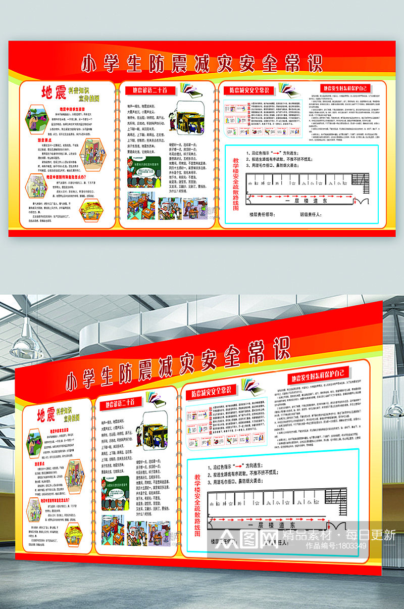 小学生防震减灾安全常识知识宣传展板素材