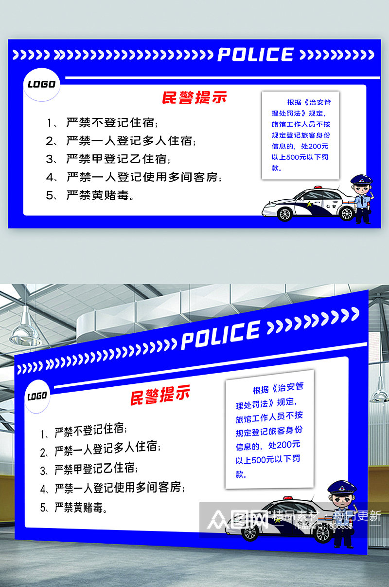 民警提示社区展板海报素材