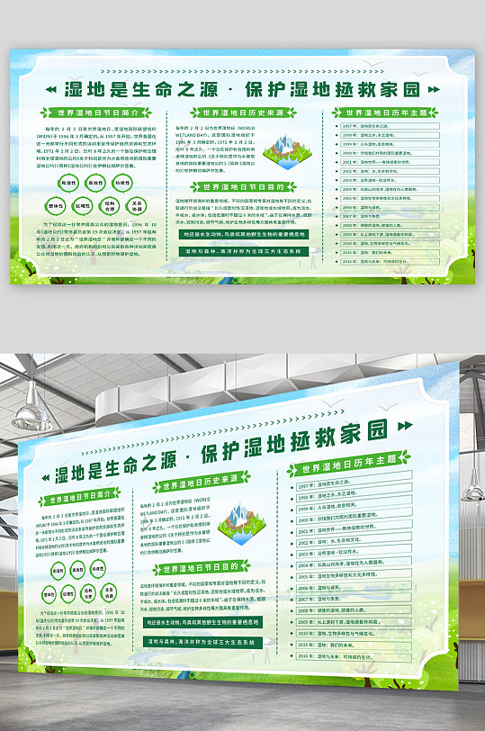 保护湿地宣传展板海报