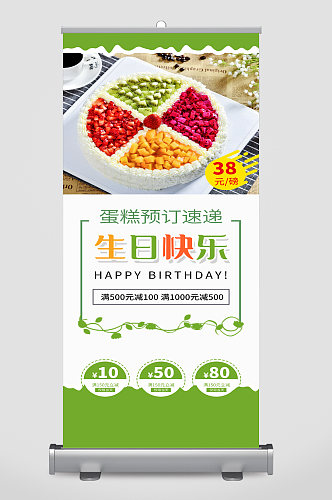 生日快乐生日蛋糕宣传展架