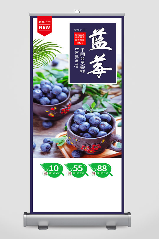 蓝莓水果促销展架