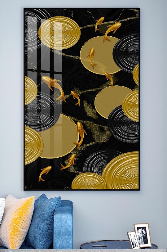 现代简约金色鱼装饰画
