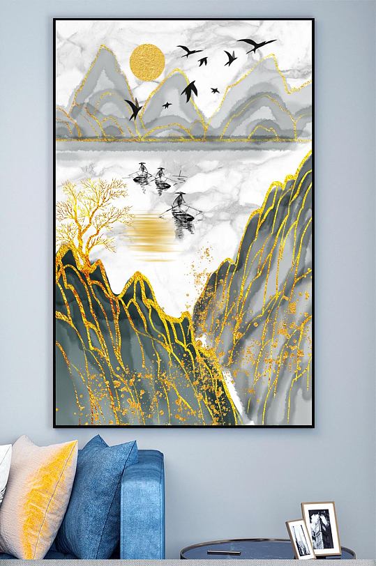 欧式金箔山水画壁画