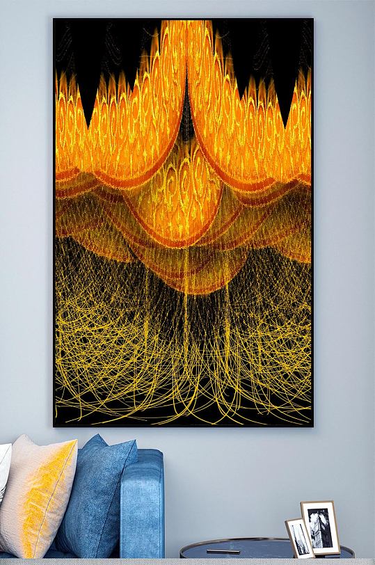 金色线条欧式壁画装饰画