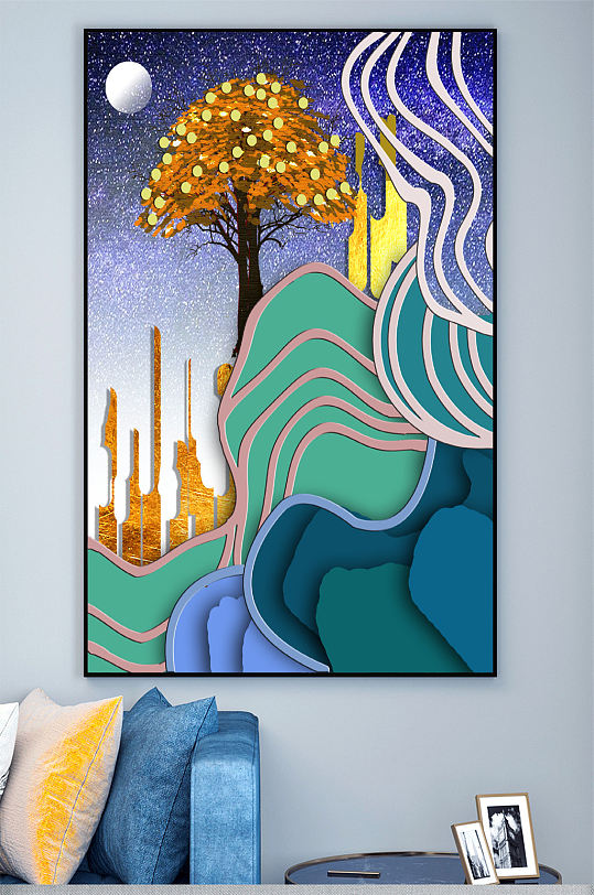 轻奢山水壁画装饰画