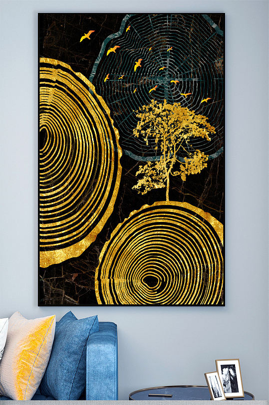 轻奢木纹壁画装饰画