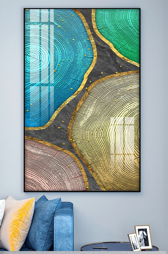 轻奢木纹壁画装饰画