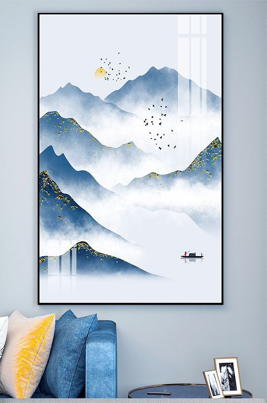 中式山水画壁画装饰画-众图网