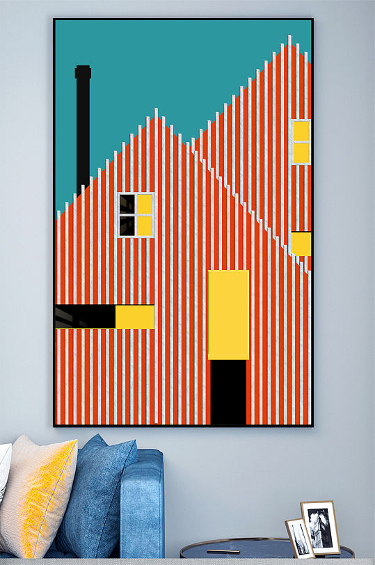 卡通房子儿童房装饰画壁画