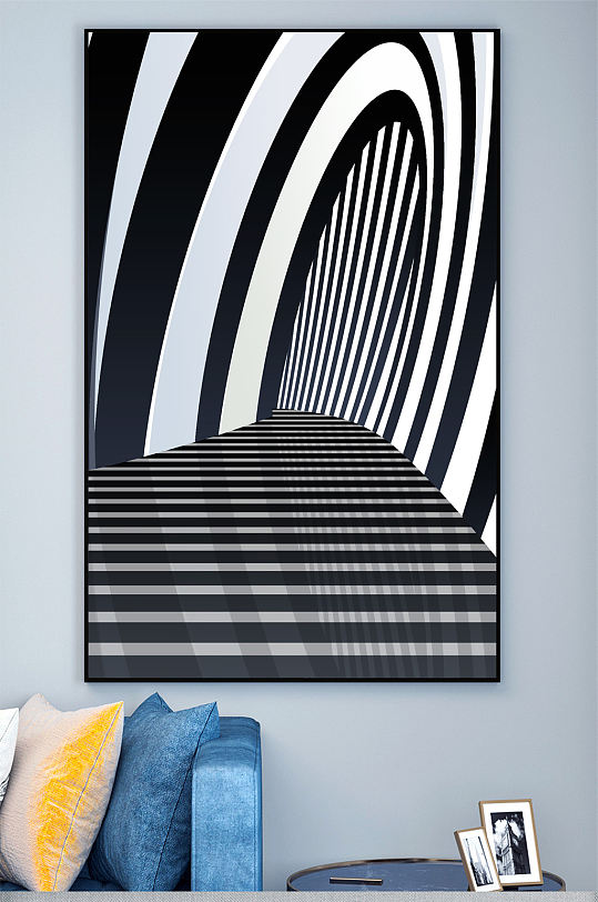 线条抽象艺术壁画装饰画