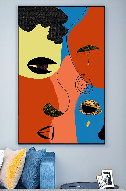 抽象人脸装饰画壁画