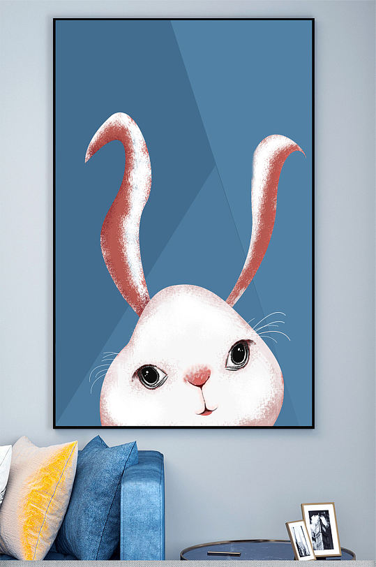 卡通兔子儿童房壁画装饰画