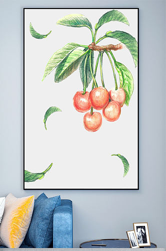 彩铅苹果水果壁画装饰画