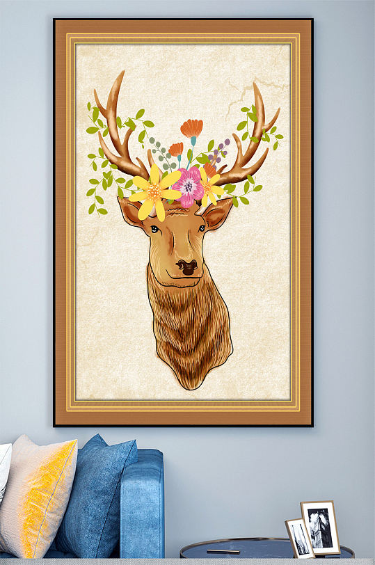 欧美麋鹿装饰画壁画