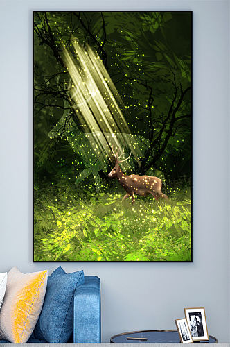 森林麋鹿装饰画壁画