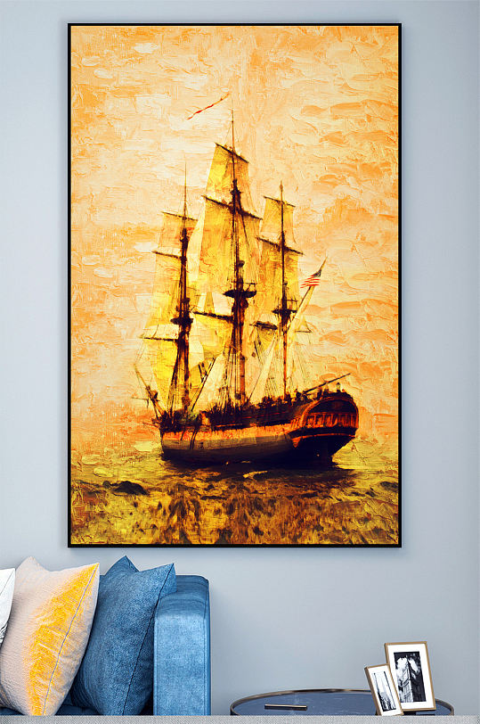 帆船玄关壁画装饰画