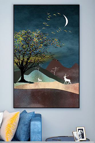 森林麋鹿装饰画壁画