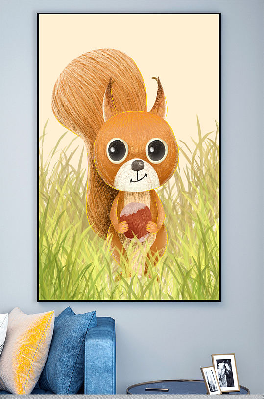 儿童房卡通松鼠壁画装饰画-众图网