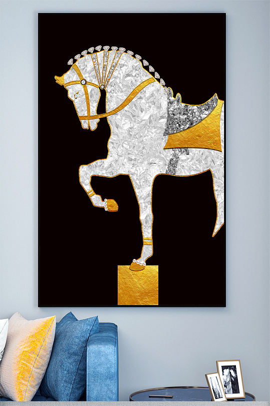 轻奢马玄关壁画装饰画