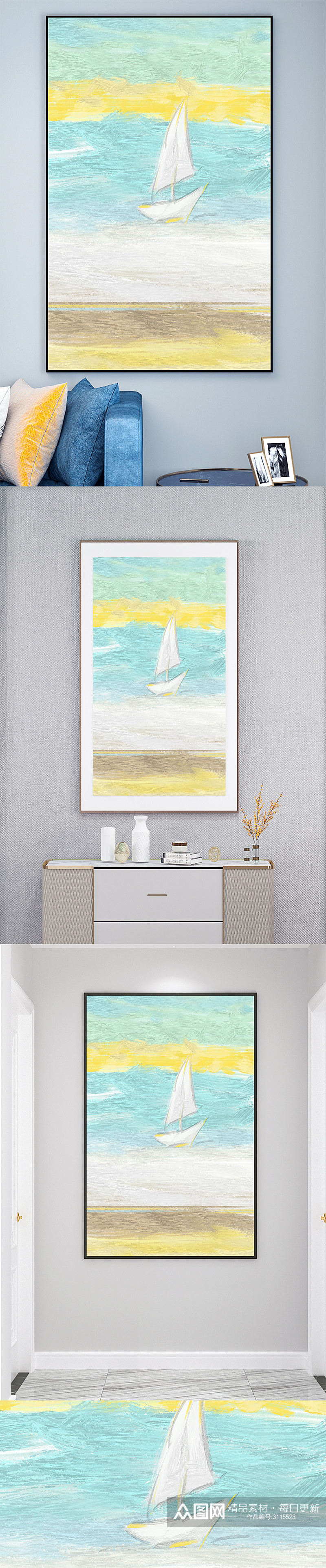 油画海洋帆船壁画装饰画素材