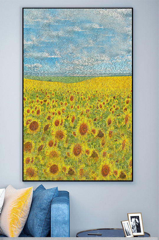 向日葵花海油画壁画-众图网