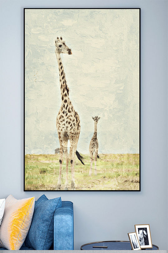 动物长颈鹿壁画装饰画