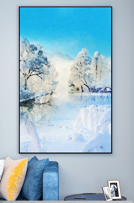 冬季雪景装饰画壁画