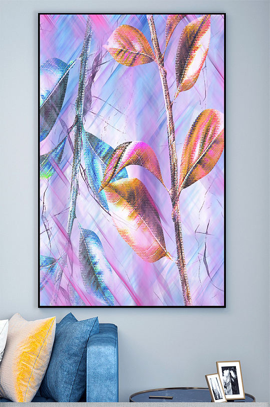 树叶油画装饰画壁画