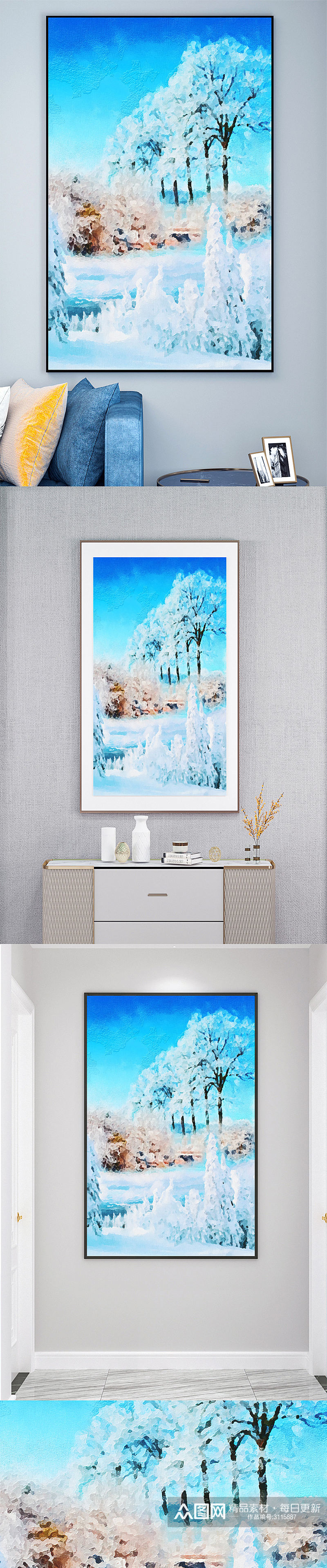 冬季景观壁画油画素材