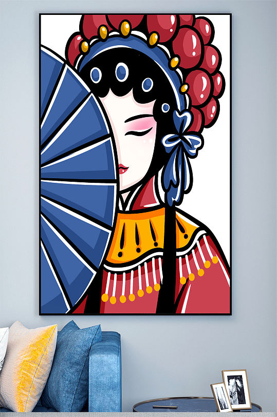 中国风戏曲人物装饰壁画