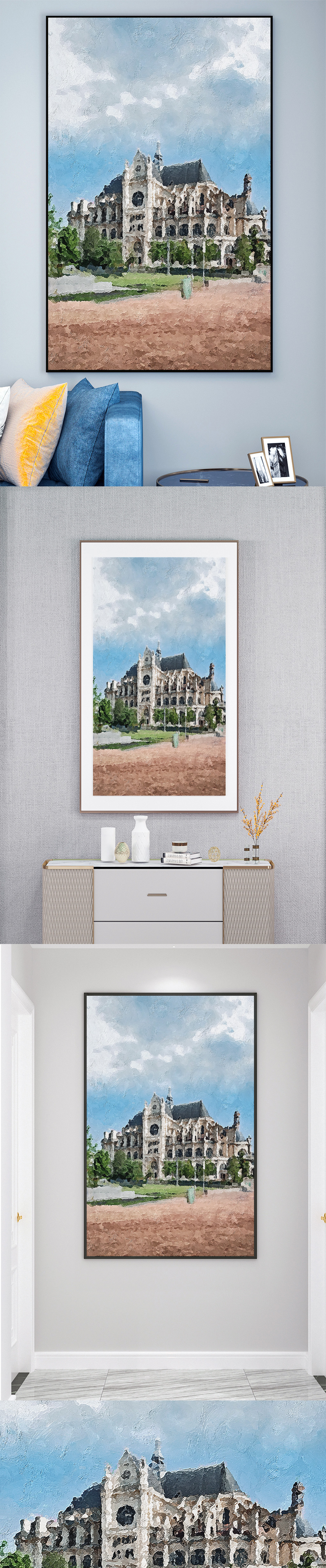 欧式建筑油画装饰画壁画素材