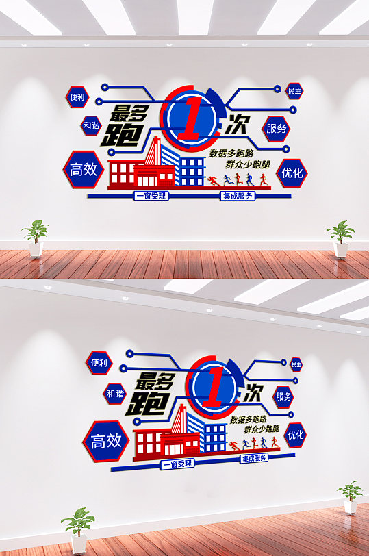 最多跑一次服务中心文化墙-众图网